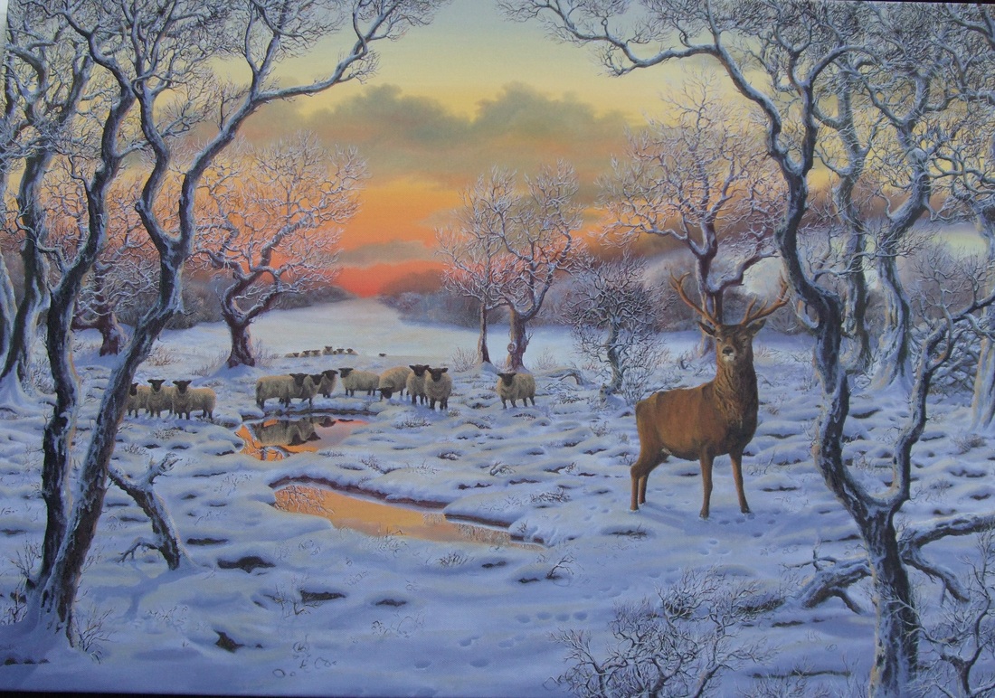 Deer In The Snow - Aesthetic Winter Unframed Poster, Dawn And
